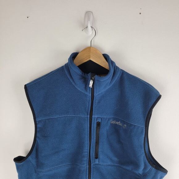 Timberland Fleece Vest Zip Up Blue Sleeveless Size L - Picture 2 of 7